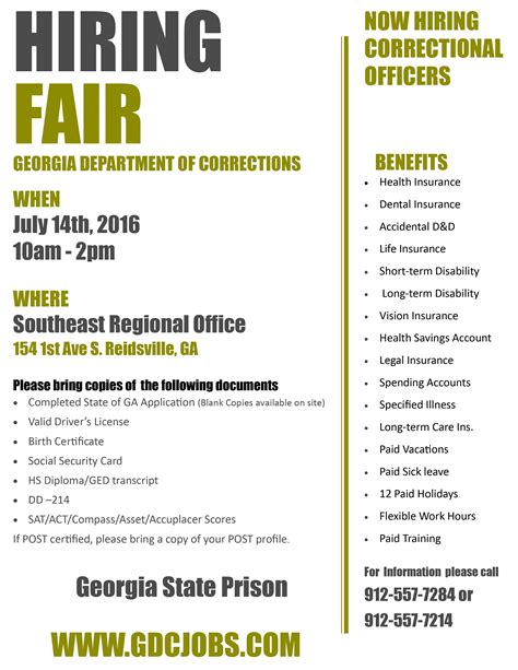 Ga Department Of Corrections Hiring Fair Team Georgia