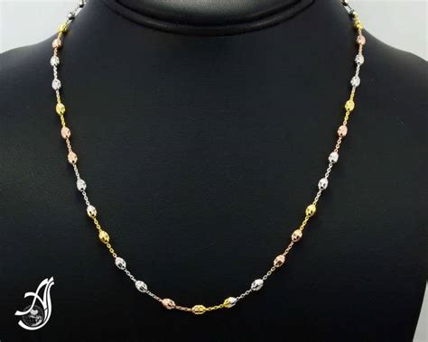 Tri Color 925 Sterling Silver Station Oval Bead Chain Etsy