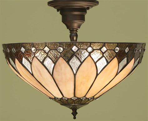 Brooklyn Semi Flush 3 Light Tiffany Lamp Art Deco Style 63978