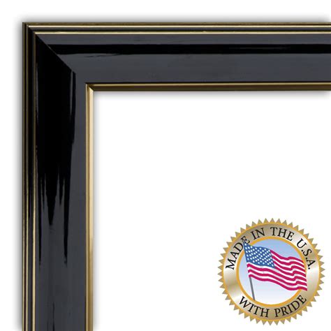 Arttoframes 20x20 20 X 20 Picture Frame Shiny Black With Gold Trim