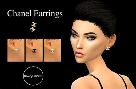 Chanel Crystal Cc Earrings Sims Sims 4 Piercings The Sims 4 Packs