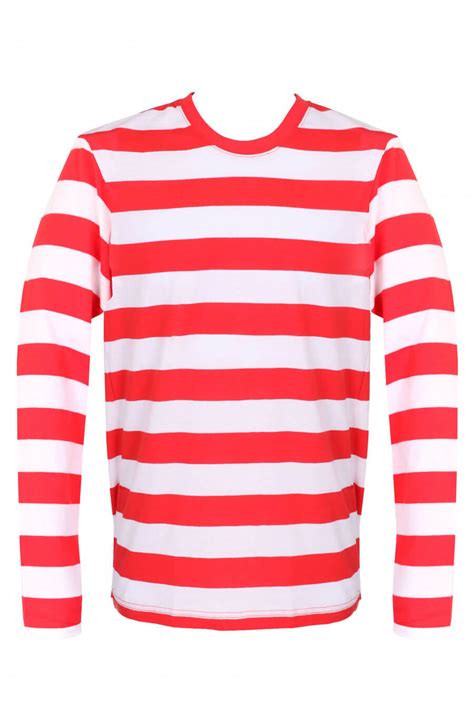 Adults Red And White Striped Long Sleeve Top Cazaar