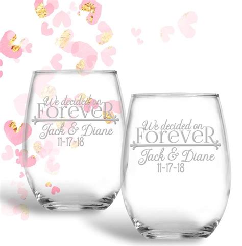 Personalized We Decided On Forever Stemless Wine Glasses Etsy Wedding Wine Glasses Stemless
