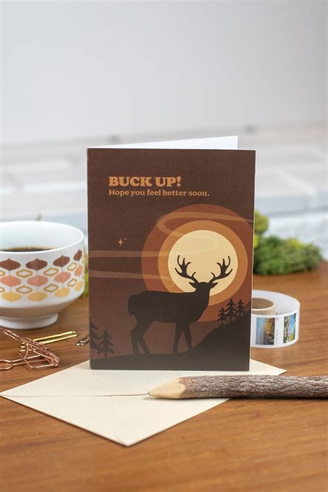 Get Well Soon Card Funny Animal Deer Card Nature Cheer Up Etsy