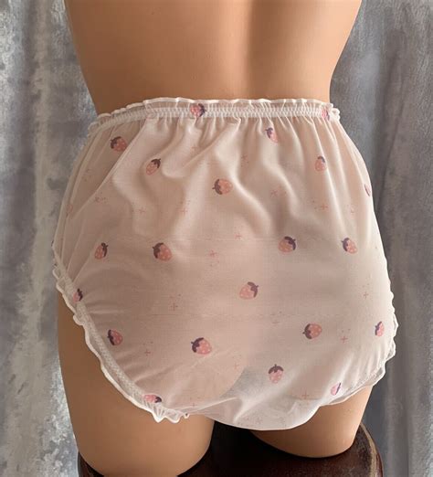 sheer chiffon panties hi cut brief see thru panty vtg style strawberries 3x 10 ebay