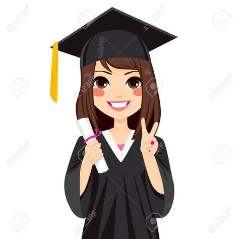 Beautiful Brunette Girl On Graduation Day Holding Diploma And Making