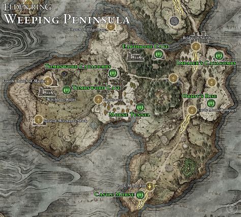 Weeping Peninsula optional dungeon locations and rewards in Elden Ring