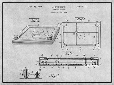 1960 Etch A Sketch Drawing Toy Patent Print Gray Drawing By Greg Edwards
