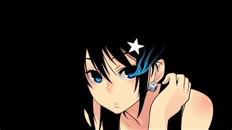 Download Wallpaper 1366x768 Anime Girl Brunette Dark Shining Eyes