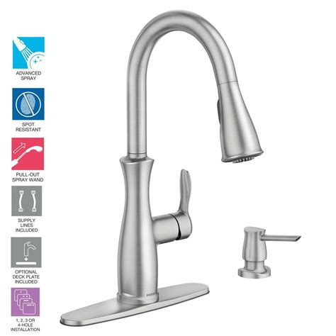 Moen kitchen faucets at home depot provides two spray modes: MOEN Nellis Single-Handle Pull-Down Sprayer Kitchen Faucet ...