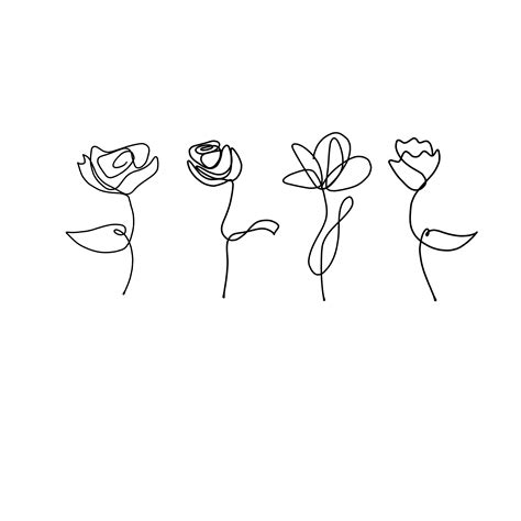 Simple Flower Line Art In 2021 Flower Line Drawings Line Art Flowers