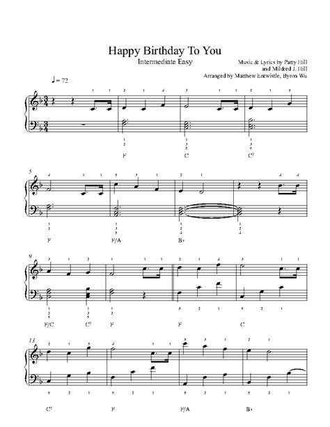 The first version features the melody in just the right hand. Happy Birthday To You by Mildred J. Hill Piano Sheet Music ...