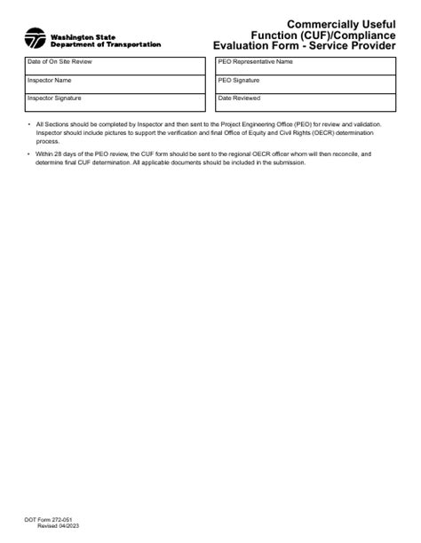 Dot Form 272 051 Download Fillable Pdf Or Fill Online Commercially