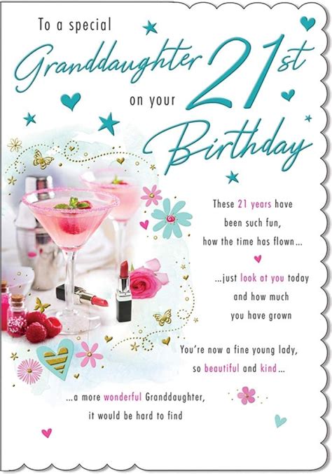 Traditional Milestone Birthday Card Age 21 Granddaughter
