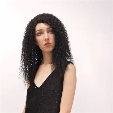 X Tress Black Kinky Curly Human Mixed Synthetic Hair Wig Cheap Factory Price Soft Hair Wigs For