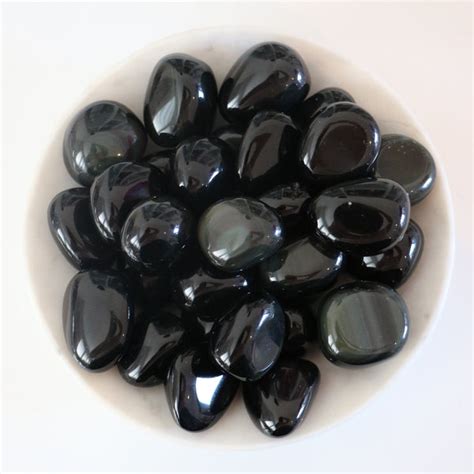 Tumbled Stone Rainbow Black Obsidian Thesimplecollection