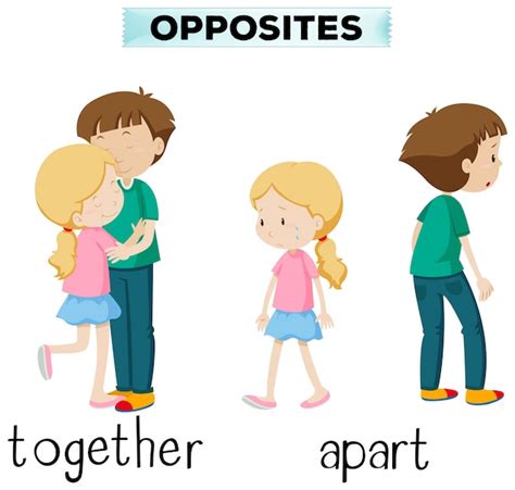 Opposite Words For Together And Apart Vector Free Download