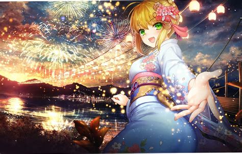 Free Download Photo Wallpaper Girl Smile Holiday Salute Yukata Festival