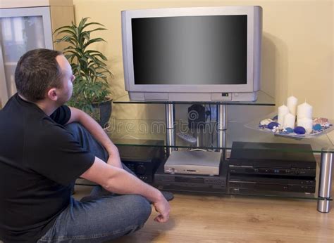 Man Watching Tv Stock Image Image Of Broadcast Involved 3880645