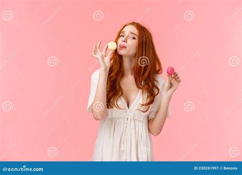 Girl On Diet Cant Resist Temptation Eating Sweets Alluring Funny And Cute Redhead Female