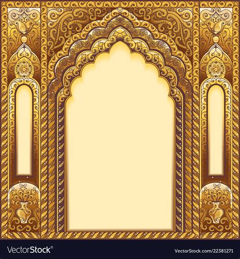 Indian Ornamented Arch Color Gold Vector Image On Vector Images