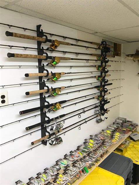 15 Deluxe Fishing Rod Pole Reel Holder Garage Wall Mount Rack Etsy