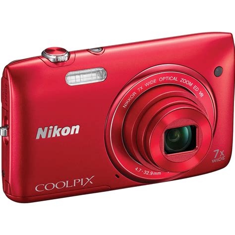Nikon COOLPIX S3500 Digital Camera Red 26379 B H Photo Video