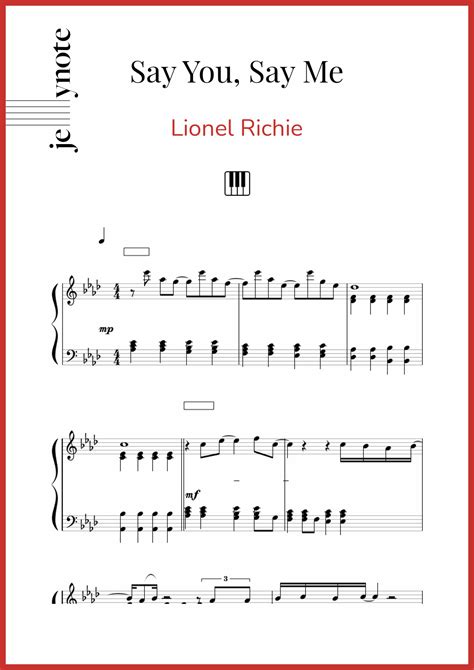 Partituras De Lionel Richie Say You Say Me Piano Jellynote
