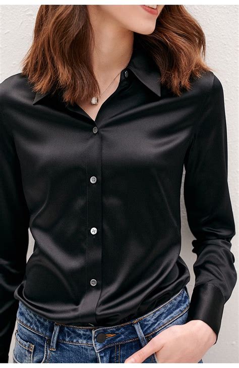 Black Satin Shirt Black Button Up Shirt Look Fashion Fashion Outfits