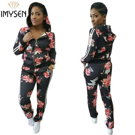 Imysen Printed Casual Tracksuit Women Two Piece Set Spring Autumn