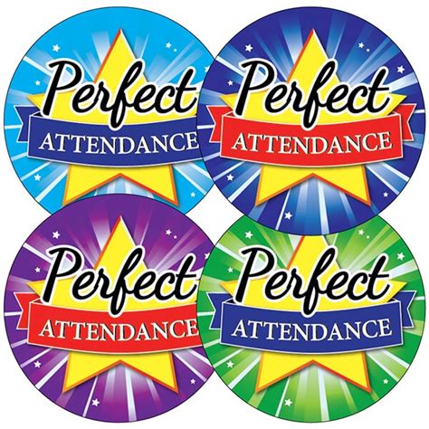 Perfect Attendance Stickers 35 Stickers 37mm Reward