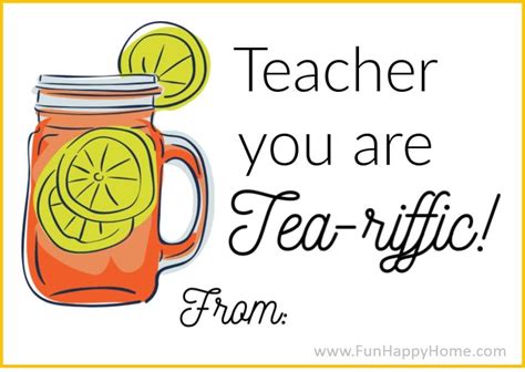 Tea Themed Teacher Appreciation T Idea Printable T Tag Fun