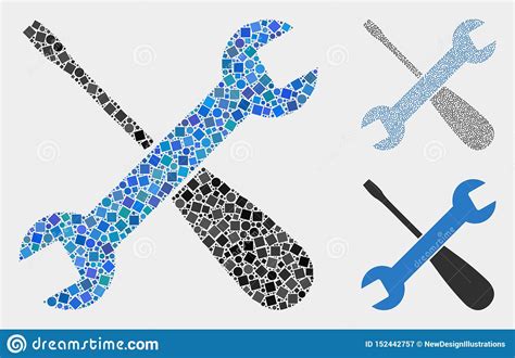 Repair Tools Icon Collages Of Squares And Circles Stock Vector