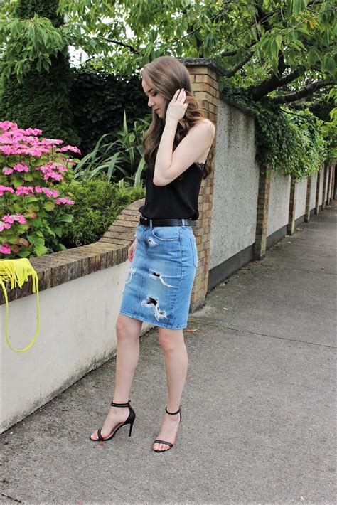 Ootd How To Wear Denim Skirt And Lace Top Sinnamona