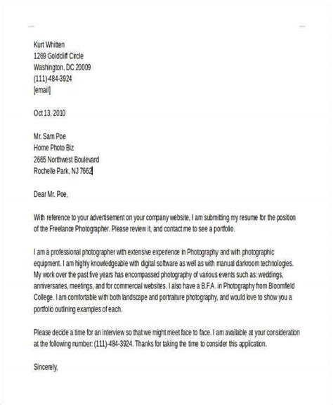 Photographer Cover Letters 10 Free Word Pdf Format Download