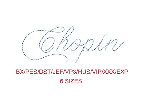 Chopin Bean Stitch Machine Embroidery Font 6 Sizes Etsy