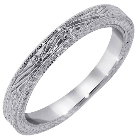 Timeless Designs Engraved Wedding Band In 14kt White Gold Pertaining To Engrave Wedding Bands 