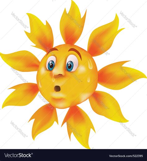 Sweating Cartoon Sun Royalty Free Vector Image