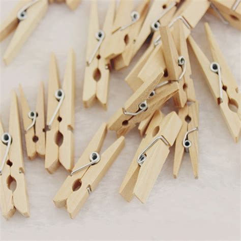 50 Pcsset Mini Natural Wooden Clothes Photo Paper Peg Pin Clothespin