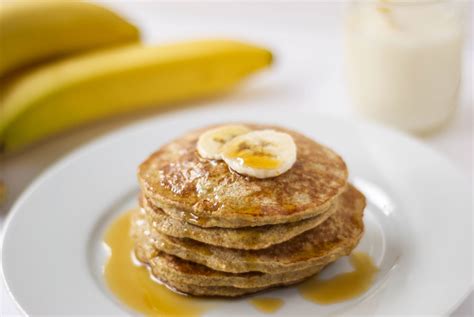 Banana Oatmeal Protein Pancakes Gluten Free The Wholesome Fork