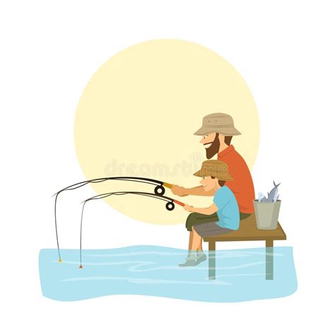 Download Ather And Son Fishing On A Lake, Catching Fish Stock ...