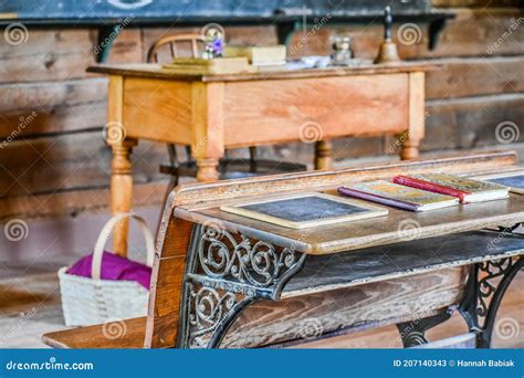One Room Schoolhouse Teacher And Student Desk Editorial Stock Photo