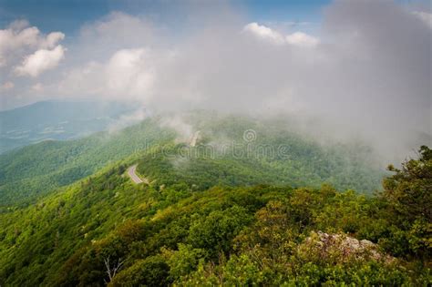 Blue Ridge Mountains Landscape At Linn Cove Viaduct And Grandfather