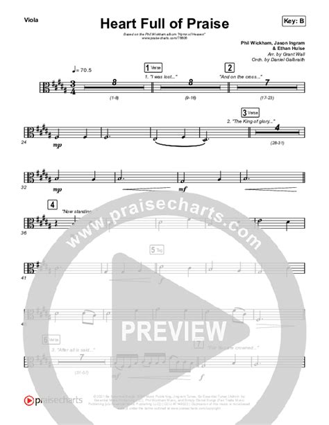 Heart Full Of Praise Viola Sheet Music Pdf Phil Wickham Praisecharts