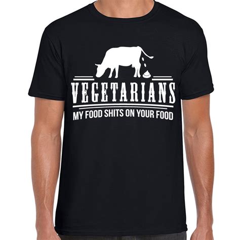 Funny T Shirt Men Funny Vegetarian Joke Printed Mens Tshirt Offensive