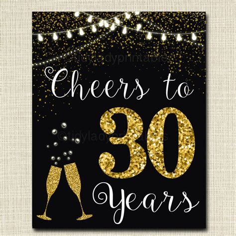 Cheers To Thirty Years Cheers To 30 Years 30th Wedding Sign Etsy
