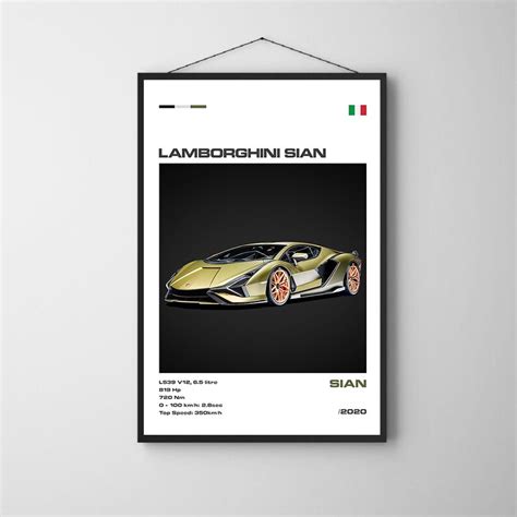 Lamborghini Sian Poster Mid Century Modern Car Poster Retro