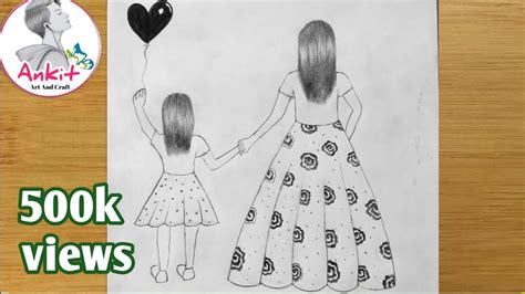 Mother S Day Drawing With Pencil Sketch For Beginners Mothers Day