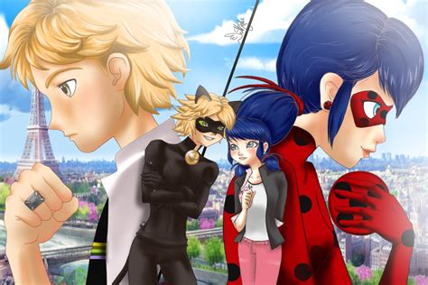 Adrienchat Noir And Marinetteladybug Miraculous Ladybug Fã Art 40323605 Fanpop