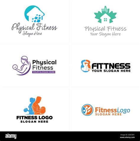 Physical Fitness Gym Man Woman Barbell Logo Design Stock Vector Image